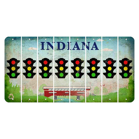 Indiana Recycle Cut License Plate Strips (Set of 8) Traffic Light