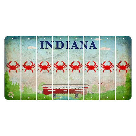 Indiana Recycle Cut License Plate Strips (Set of 8) Crab