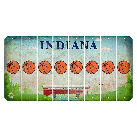 Indiana Recycle Cut License Plate Strips (Set of 8) Basketball