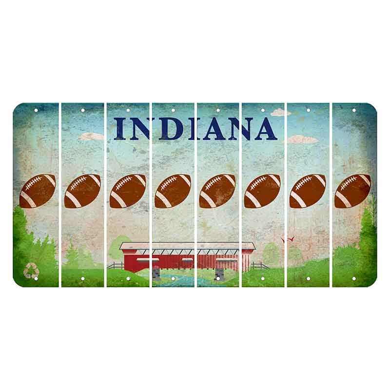 Indiana Recycle Cut License Plate Strips (Set of 8) Football