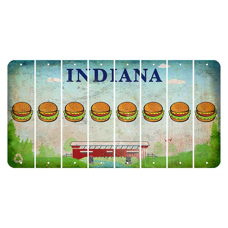 Indiana Recycle Cut License Plate Strips (Set of 8) Hamburger