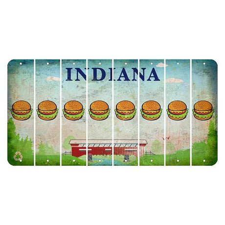 Indiana Recycle Cut License Plate Strips (Set of 8) Hamburger