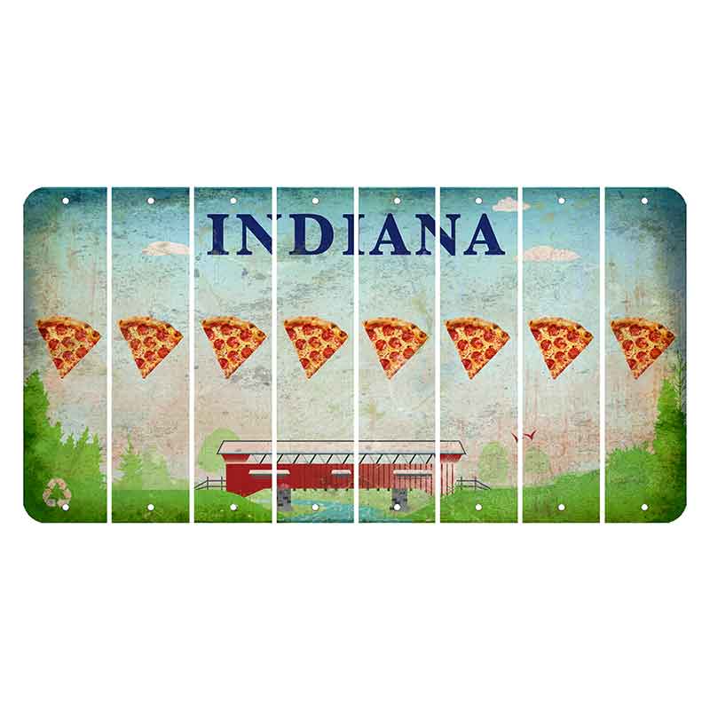 Indiana Recycle Cut License Plate Strips (Set of 8) Pizza