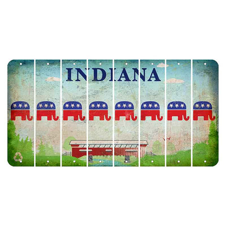 Indiana Recycle Cut License Plate Strips (Set of 8) Republican