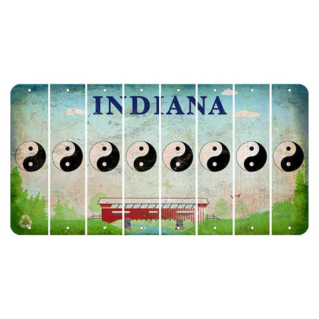 Indiana Recycle Cut License Plate Strips (Set of 8) Yin Yang