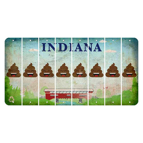 Indiana Recycle Cut License Plate Strips (Set of 8) Emoji - Poop