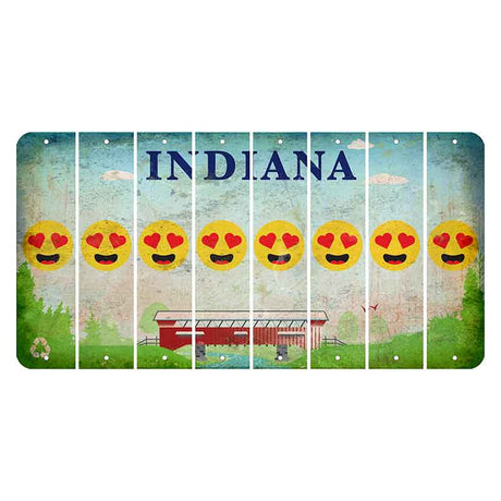 Indiana Recycle Cut License Plate Strips (Set of 8) Emoji - Heart Eyes