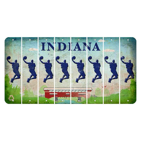 Indiana Recycle Cut License Plate Strips (Set of 8) Basketball Player