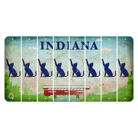 Indiana Recycle Cut License Plate Strips (Set of 8) Cat