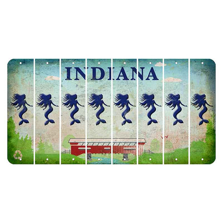 Indiana Recycle Cut License Plate Strips (Set of 8) Mermaid