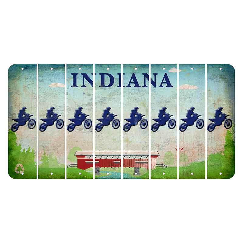 Indiana Recycle Cut License Plate Strips (Set of 8) Dirtbike Rider