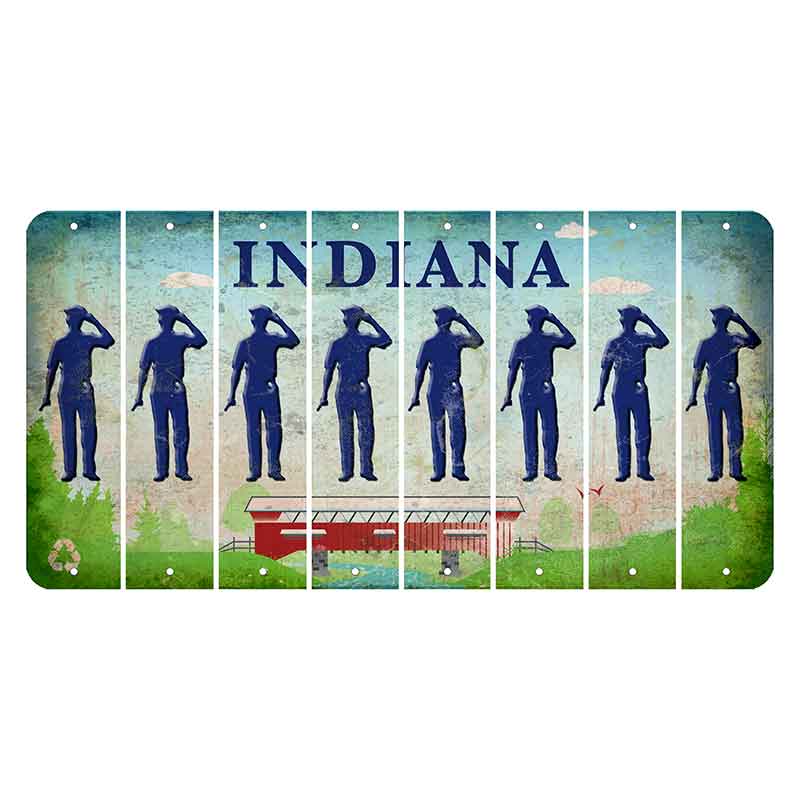 Indiana Recycle Cut License Plate Strips (Set of 8) Police Officer