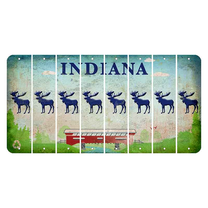 Indiana Recycle Cut License Plate Strips (Set of 8) Moose