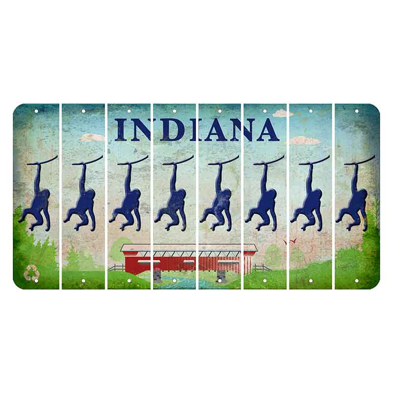 Indiana Recycle Cut License Plate Strips (Set of 8) Monkey