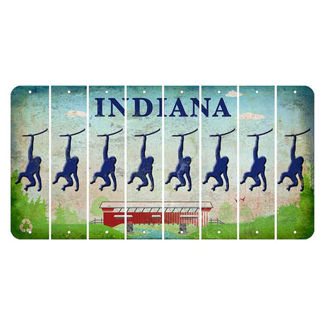 Indiana Recycle Cut License Plate Strips (Set of 8) Monkey