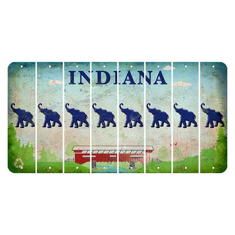 Indiana Recycle Cut License Plate Strips (Set of 8) Elephant