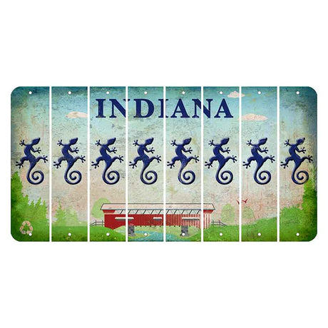 Indiana Recycle Cut License Plate Strips (Set of 8) Gecko