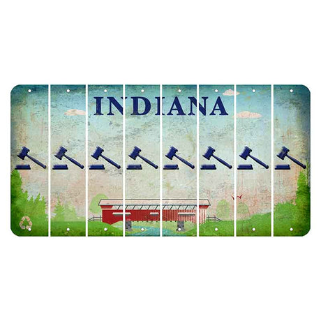 Indiana Recycle Cut License Plate Strips (Set of 8) Gavel