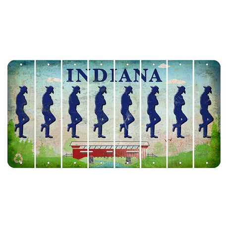 Indiana Recycle Cut License Plate Strips (Set of 8) Cowboy - Leaning