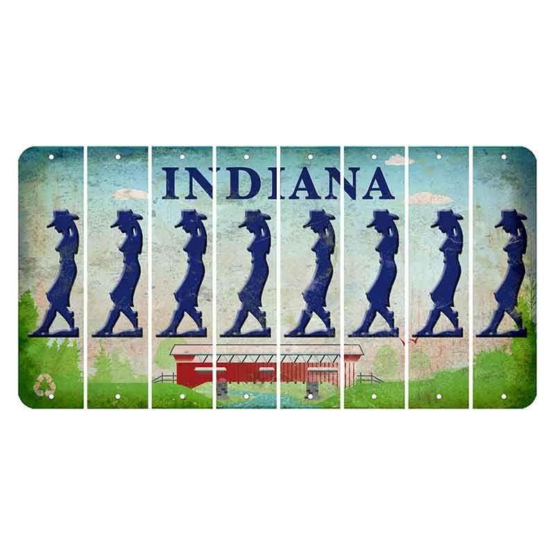 Indiana Recycle Cut License Plate Strips (Set of 8) Cowgirl - Leaning