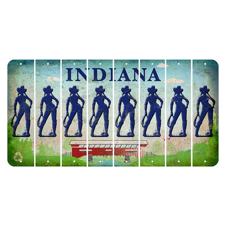 Indiana Recycle Cut License Plate Strips (Set of 8) Cowgirl