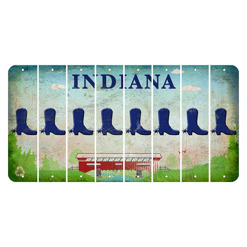 Indiana Recycle Cut License Plate Strips (Set of 8) Cowboy Boot