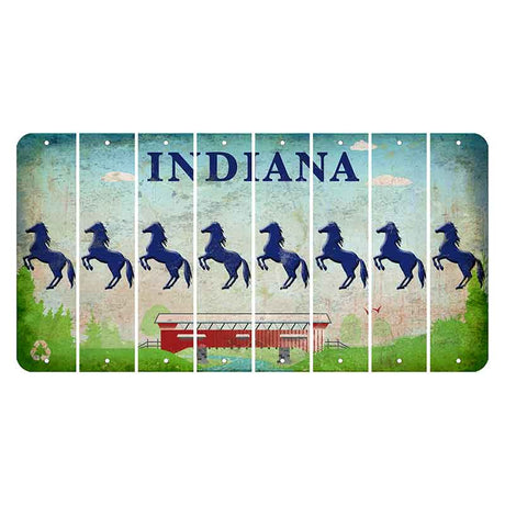 Indiana Recycle Cut License Plate Strips (Set of 8) Horse