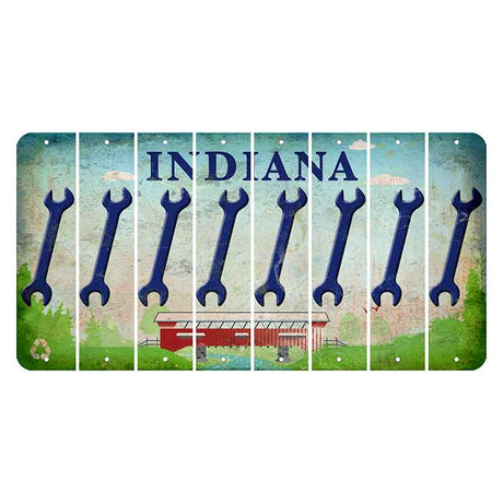 Indiana Recycle Cut License Plate Strips (Set of 8) Wrench