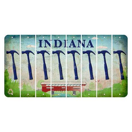 Indiana Recycle Cut License Plate Strips (Set of 8) Hammer