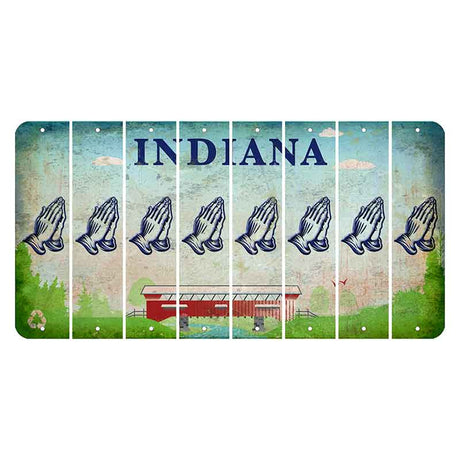 Indiana Recycle Cut License Plate Strips (Set of 8) Praying Hands