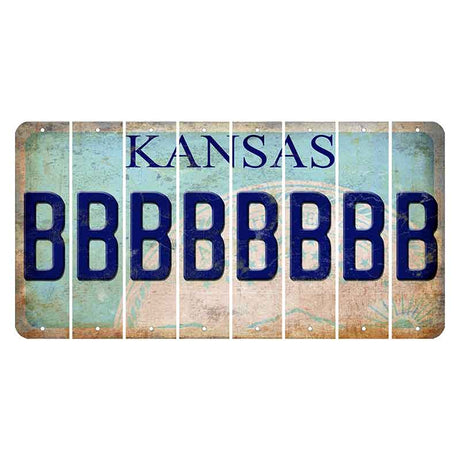 Kansas State Seal Cut License Plate Strips (Set of 8) B