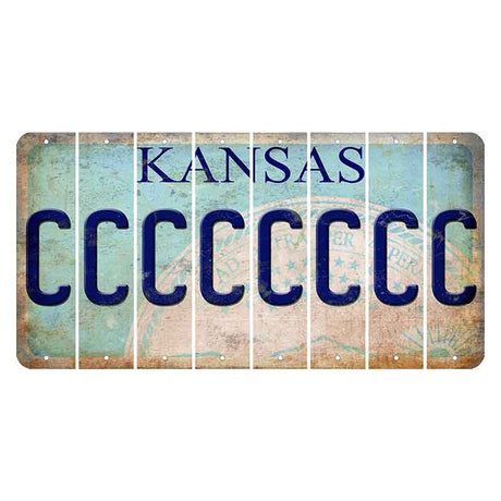 Kansas State Seal Cut License Plate Strips (Set of 8) C