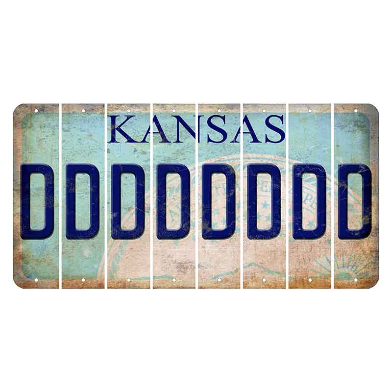 Kansas State Seal Cut License Plate Strips (Set of 8) D