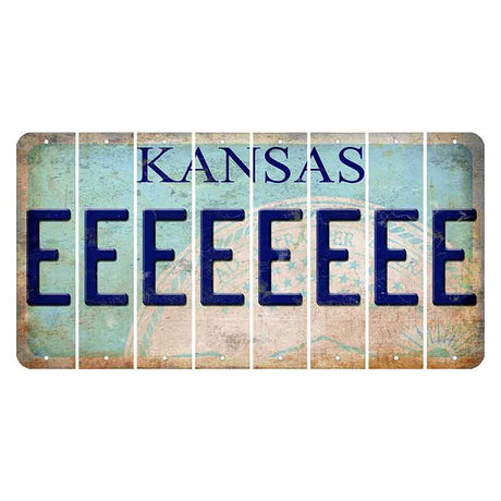 Kansas State Seal Cut License Plate Strips (Set of 8) E