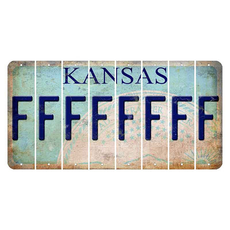 Kansas State Seal Cut License Plate Strips (Set of 8) F