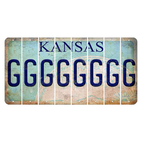 Kansas State Seal Cut License Plate Strips (Set of 8) G