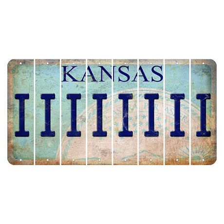 Kansas State Seal Cut License Plate Strips (Set of 8) I