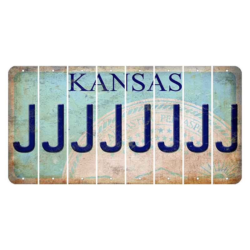 Kansas State Seal Cut License Plate Strips (Set of 8) J