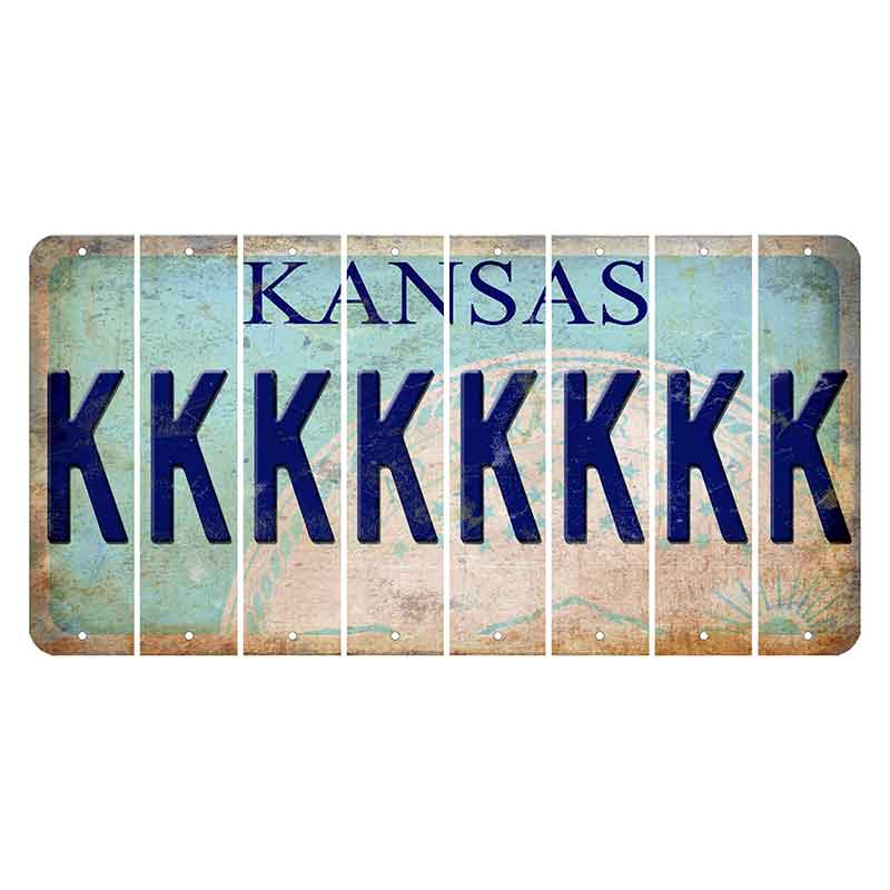 Kansas State Seal Cut License Plate Strips (Set of 8) K