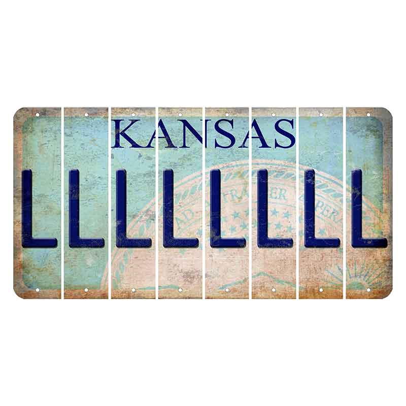 Kansas State Seal Cut License Plate Strips (Set of 8) L