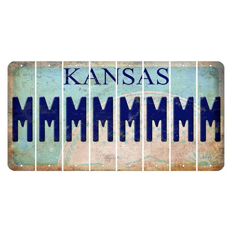 Kansas State Seal Cut License Plate Strips (Set of 8) M