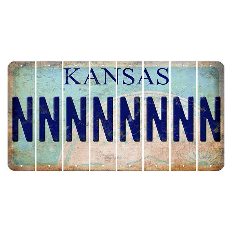 Kansas State Seal Cut License Plate Strips (Set of 8) N