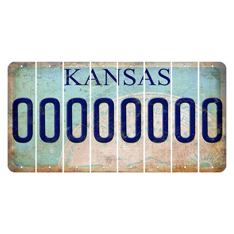 Kansas State Seal Cut License Plate Strips (Set of 8) O