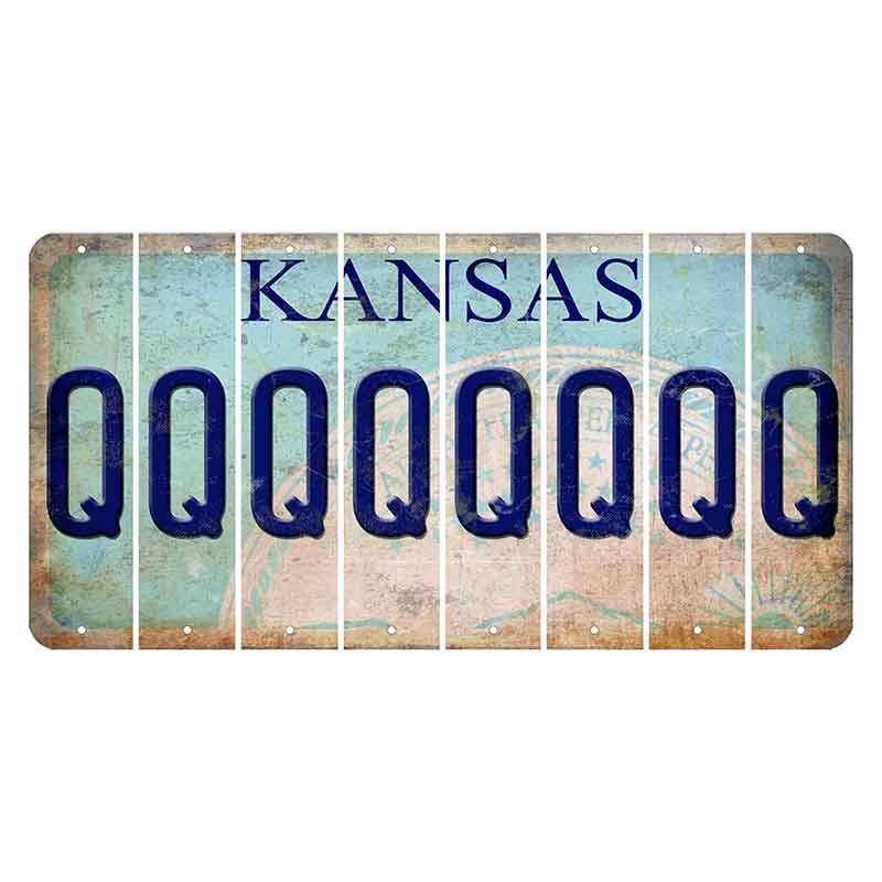 Kansas State Seal Cut License Plate Strips (Set of 8) Q