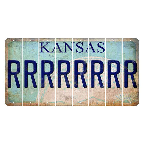 Kansas State Seal Cut License Plate Strips (Set of 8) R