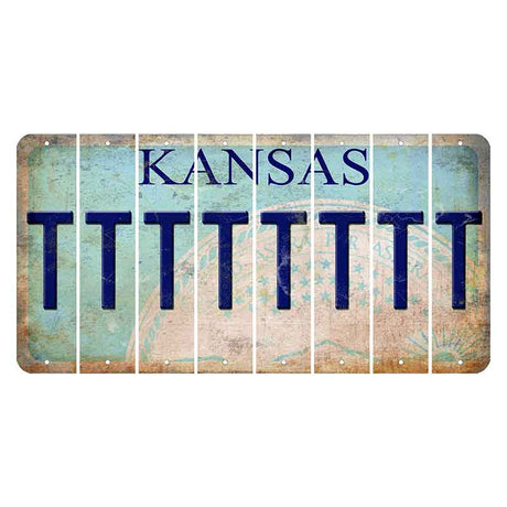 Kansas State Seal Cut License Plate Strips (Set of 8) T