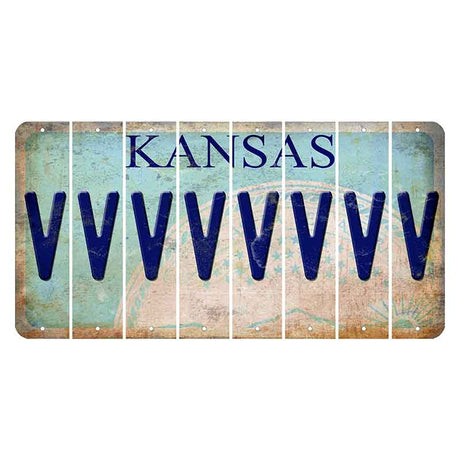 Kansas State Seal Cut License Plate Strips (Set of 8) V