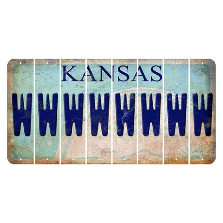 Kansas State Seal Cut License Plate Strips (Set of 8) W