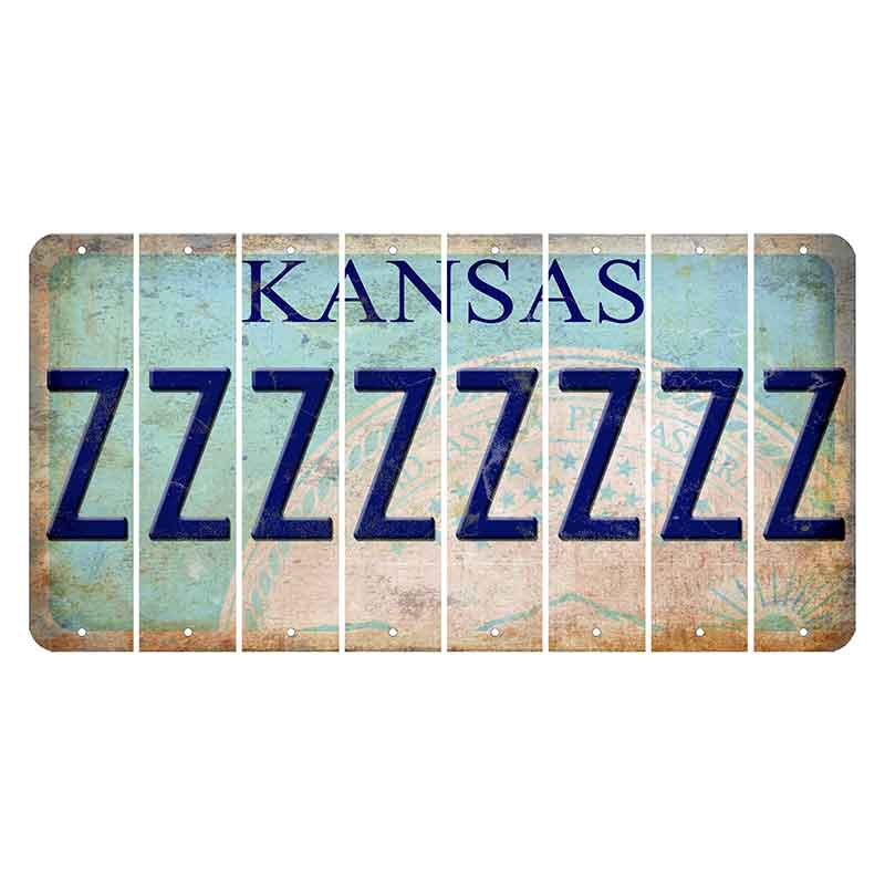 Kansas State Seal Cut License Plate Strips (Set of 8) Z