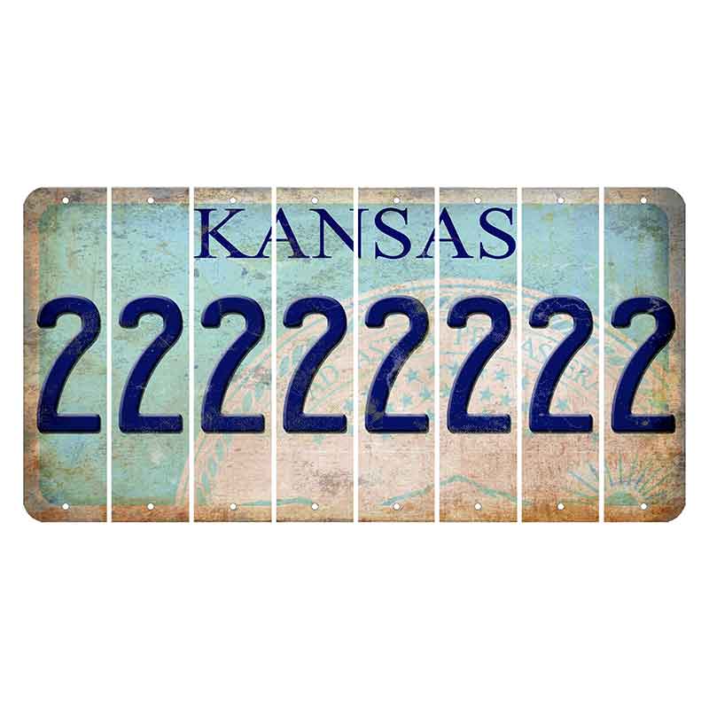 Kansas State Seal Cut License Plate Strips (Set of 8) 2